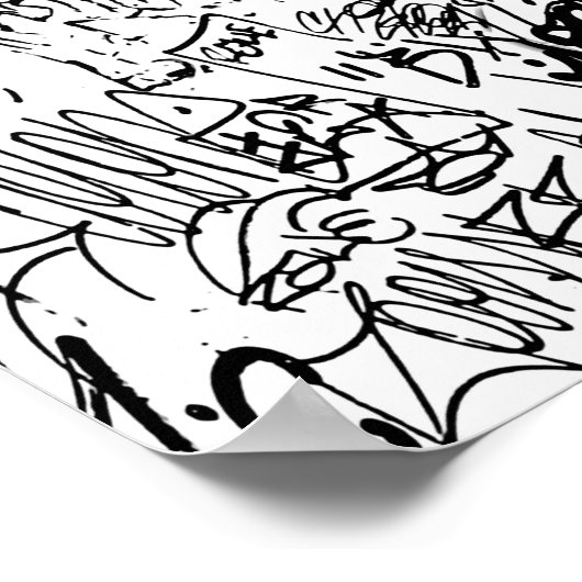 Black and White Graffiti Abstract Collage Poster (Ecke)