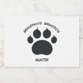 Black and White Grandpaw's Granddog 1 big dog paw Lebensmitteletikett (Einzelnes Label)