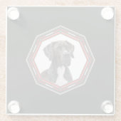 Black And White Great Dane In A Red Frame Glasuntersetzer (Rückseite)