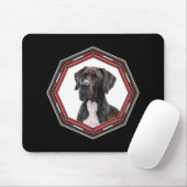 Black And White Great Dane In A Red Frame Mousepad (Mit Mouse)