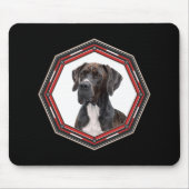 Black And White Great Dane In A Red Frame Mousepad (Vorne)