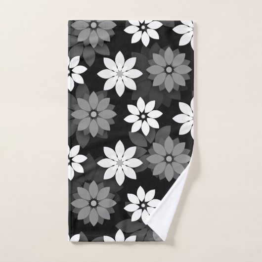 Black and white, grey seamless flower pattern badhandtuch set (Handtuch)