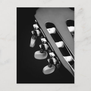 Black and White Guitar Head Postkarte