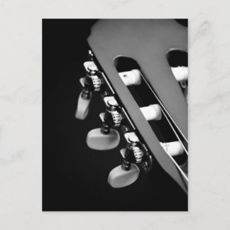 Black and White Guitar Head Postkarte