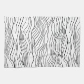 Black and White Hand-Drawn Wavy Line Pattern Geschirrtuch (Horizontal)