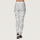Black and White Hand-Drawn Wavy Line Pattern Leggings (Rückseite)