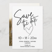 Black and White Hand Drawn Wedding Save The Date  (Vorne/Hinten)