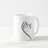 black and white hand on coffee mug kaffeetasse (VorderseiteRechts)