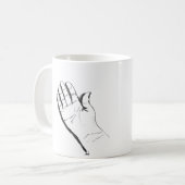 black and white hand on coffee mug kaffeetasse (Vorderseite Links)