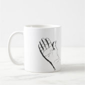 black and white hand on coffee mug kaffeetasse (Links)