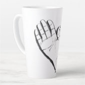 black and white hand on coffee mug milchtasse (Linke Ecke)