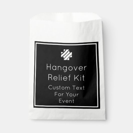 Black and White Hangover Relief Kit Fahnen Geschenktütchen (Vorderseite)