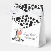 Black and White Happy Birthday Baby Cow Favor Box Geschenkschachtel (Vorderseite)
