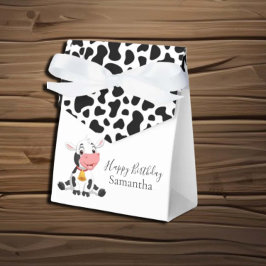Black and White Happy Birthday Baby Cow Favor Box Geschenkschachtel