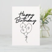 BLACK AND WHITE HAPPY BIRTHDAY CARD (Stehend Vorderseite)