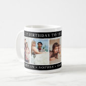 Black and White Happy Birthday Dad Photo Collage Kaffeetasse (Vorderseite Links)
