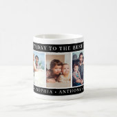Black and White Happy Birthday Dad Photo Collage Kaffeetasse (Mittel)