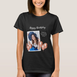 Black and White Happy Birthday Foto T - Shirt