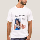Black and White Happy Birthday Foto T - Shirt (Vorderseite)