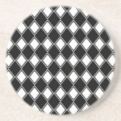 Black and White Harlequin Diamond Pattern Getränkeuntersetzer (Vorne)