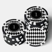 Black and White Harlequin Diamond Pattern Pokerchips (Stapel)