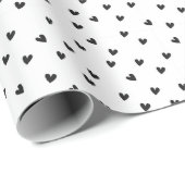 Black and White Heart Pattern Valentine's Day Geschenkpapier (Rolleneckpunkt)