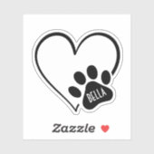 Black and White Heart Paw Print Aufkleber (Blatt)