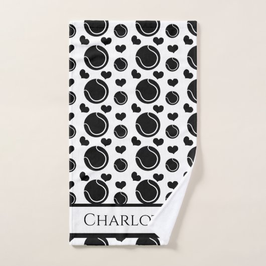 Black and White Hearts and Balls Sport Tennis Spaß Handtuch (Handtuch)