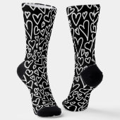 Black and White Hearts Love Pattern Socks Socken (Gewinkelt)