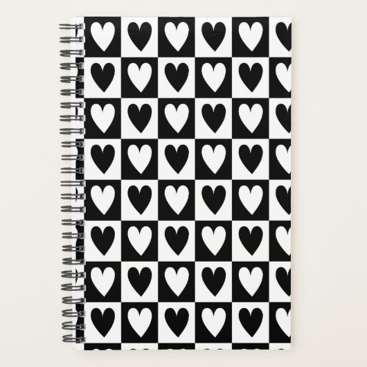 Black and White Hearts Love Planner Notebook Planer (Vorderseite)