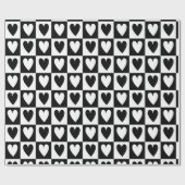 Black and White Hearts Love Valentines Print Geschenkpapier (Flach)