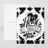 Black and White Hearts Quote Valentines Day    Postkarte (Vorne/Hinten)