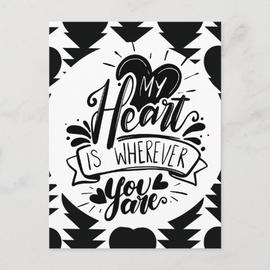 Black and White Hearts Quote Valentines Day    Postkarte (Vorderseite)