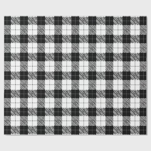 Black and White Herringbone Wrapping Paper Geschenkpapier (Flach)