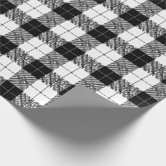 Black and White Herringbone Wrapping Paper Geschenkpapier (Ecke)