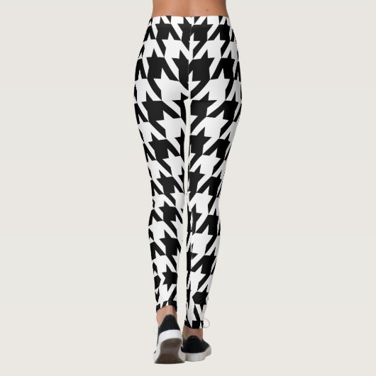 Black and White Houndstooth Pattern Ladies Leggings (Rückseite)