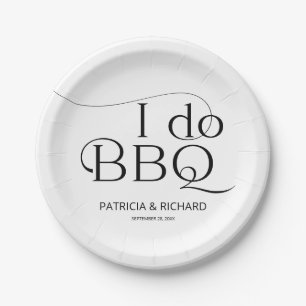 Black And White I do BBQ Verlobungsfeier  Pappteller