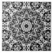 black and white intricate mandala pattern art fliese (Vorderseite)