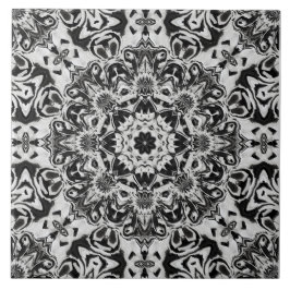 black and white intricate mandala pattern art fliese