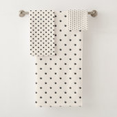 Black and White Ivory Polka Dot Pattern Retro  Badhandtuch Set (Insitu)