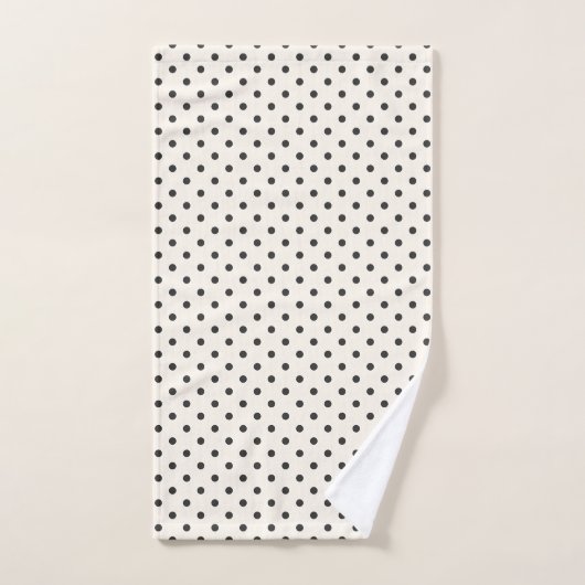 Black and White Ivory Polka Dot Pattern Retro  Badhandtuch Set (Handtuch)
