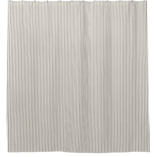Black and White Ivory Stripes Pattern Retro Duschvorhang (Vorderseite)