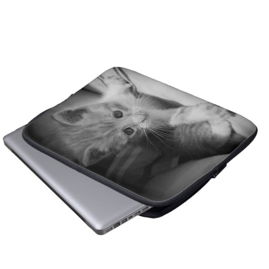 Black and White Kitten Fotograph Laptopschutzhülle (Vorne Knopf)
