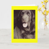 Black And White Labrador Retriever Dog Note Card Karte (Gelbe Blume)