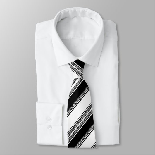 Black and white lace braid and horizontal stripes krawatte (Gebunden)