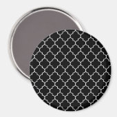 Black And White Latticework, Quatrefoil, Trellis Magnet (Vorderseite/Rückseite)