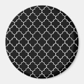 Black And White Latticework, Quatrefoil, Trellis Magnet (Vorne)