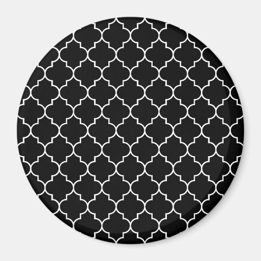 Black And White Latticework, Quatrefoil, Trellis Magnet (Vorne)