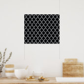 Black And White Latticework, Quatrefoil, Trellis Poster (Küche)