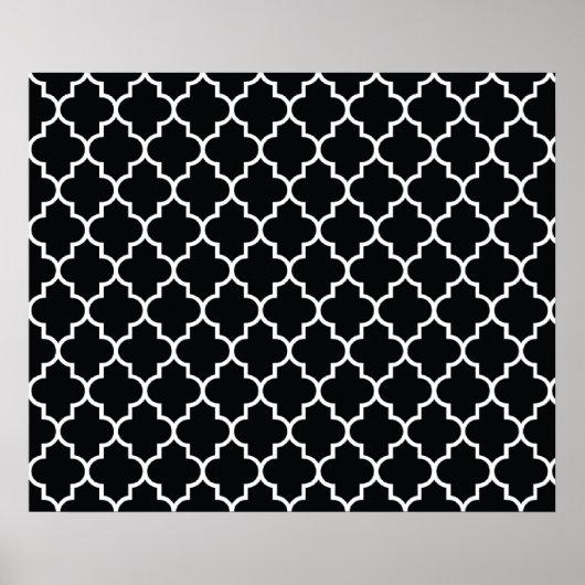 Black And White Latticework, Quatrefoil, Trellis Poster (Vorne)